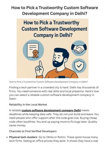 How to Pick a Trustworthy Custom Software Development Company in Delhi