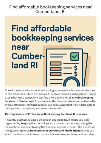 Find affordable bookkeeping services near Cumberland RI