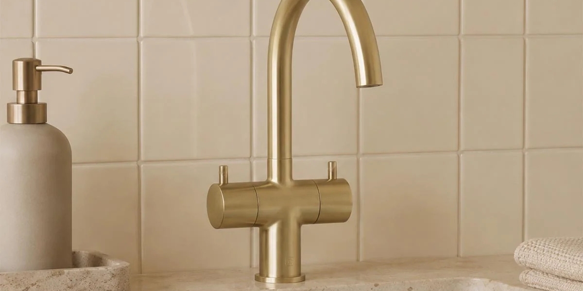 Basin Mixer Tap With Two Levers And Swivel Spout Brushed Brass